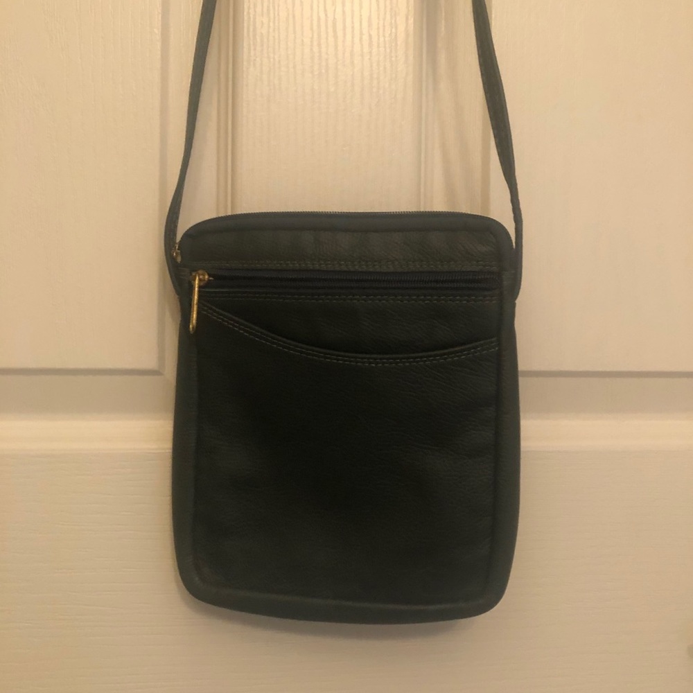 Dark Green Leather Crossbody Bag